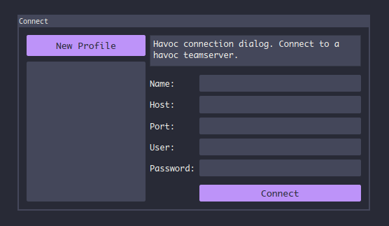 Havoc connection dialog